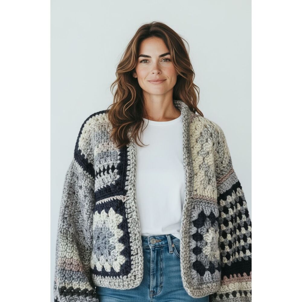 THE SILVER LINING Handmade Crochet Cardigan